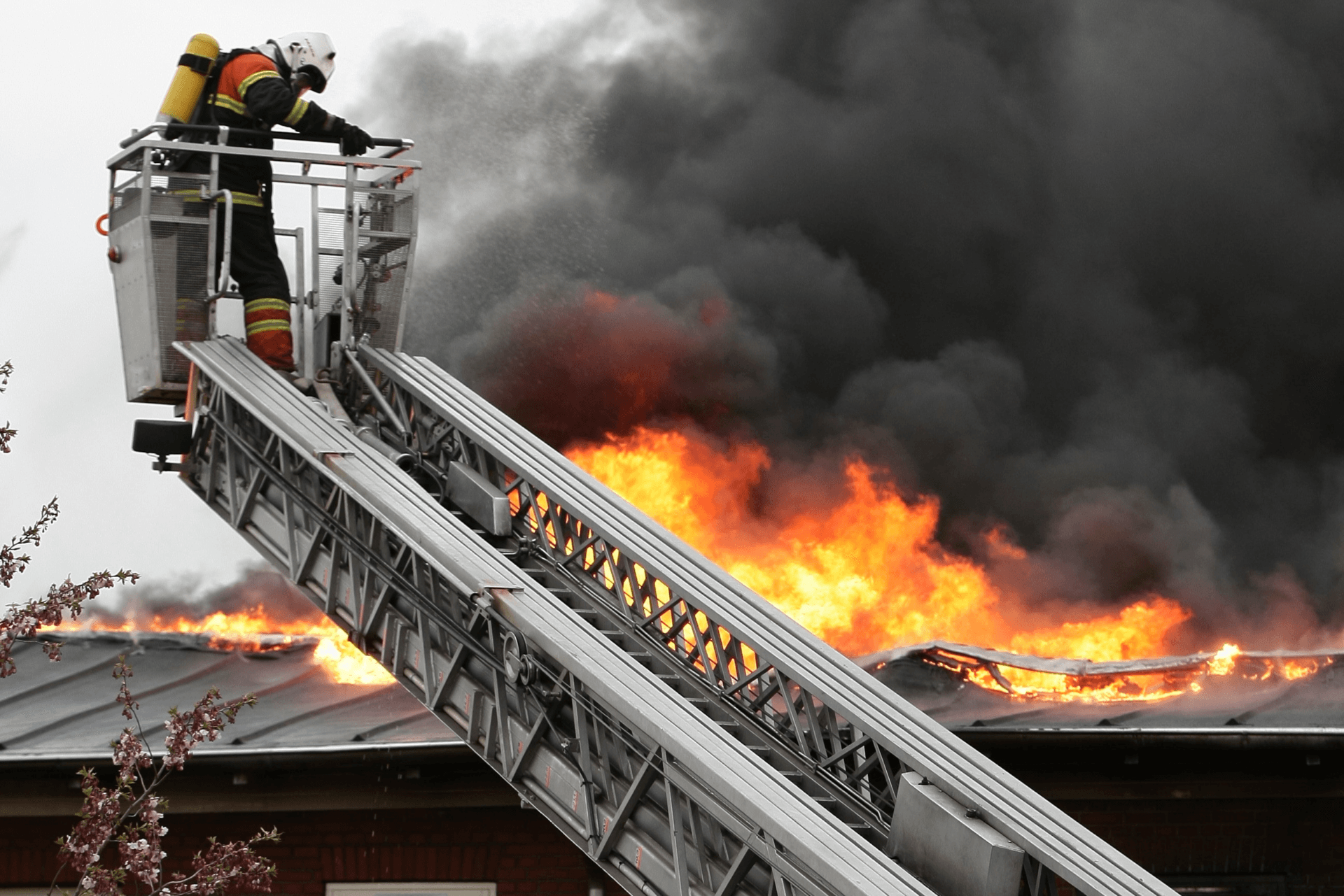 Firefighting team coordinating on the ground